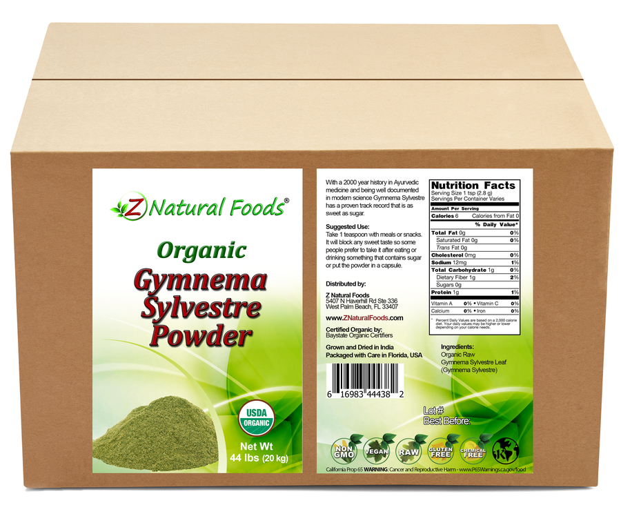 Front and back label image of Gymnema Sylvestre Leaf Powder - Organic in bulk