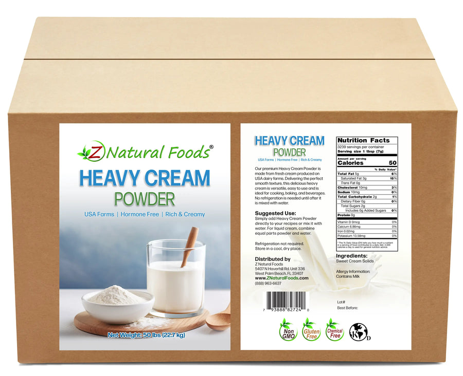 Front and back label image of Heavy Cream Powder in bulk