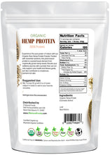 Hemp Protein - Raw Organic back of the bag image 1 lb