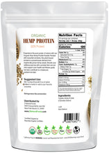 Hemp Protein - Raw Organic back of the bag image 5 lb