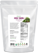 Photo of back of 5 lb bag of Holy Basil Powder (Tulsi) - Organic