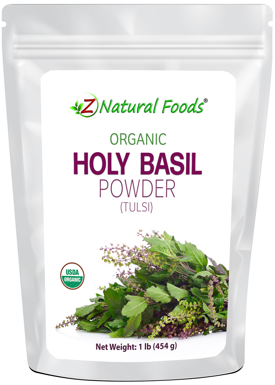 Photo of front of 1 lb bag of Holy Basil Powder (Tulsi) - Organic