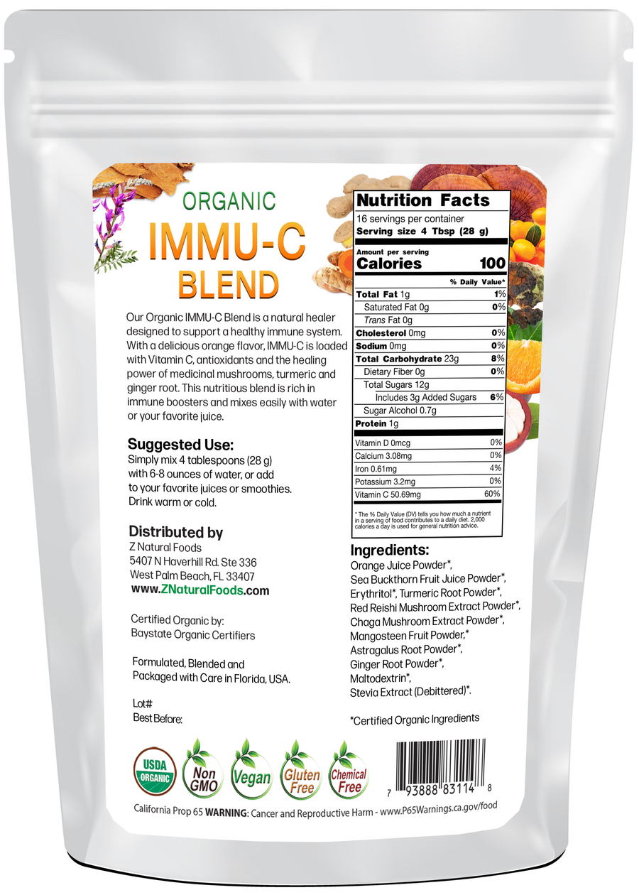 IMMU-C Blend - Organic back of the bag image 1 lb 