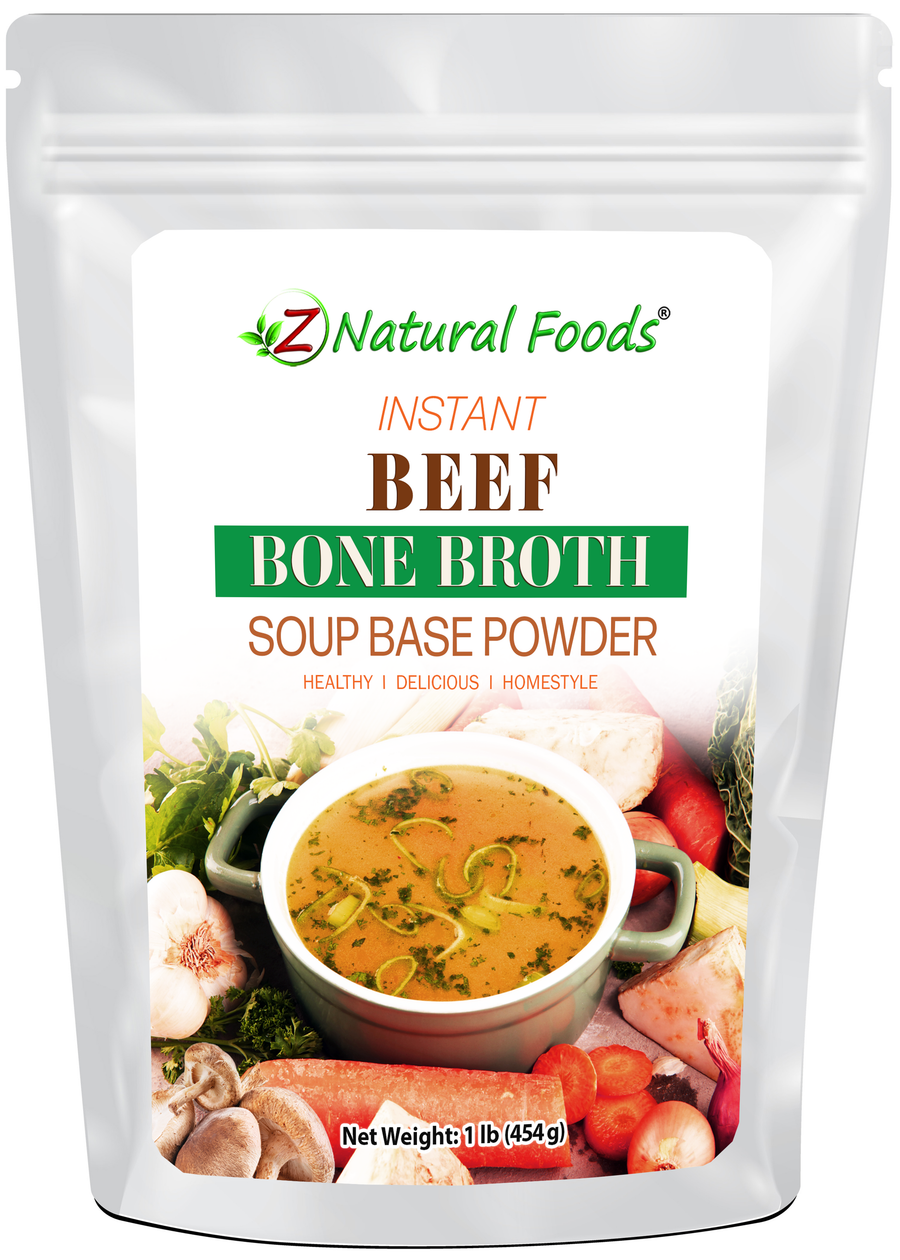 Instant Beef Bone Broth Soup Base Powder front of the bag image 1 lb