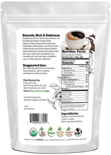 Organic Freeze Dried Instant Coffee back of the bag image for 3 lbs