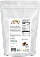 Photo of back of 3 lb bag of Organic Instant Coffee powder