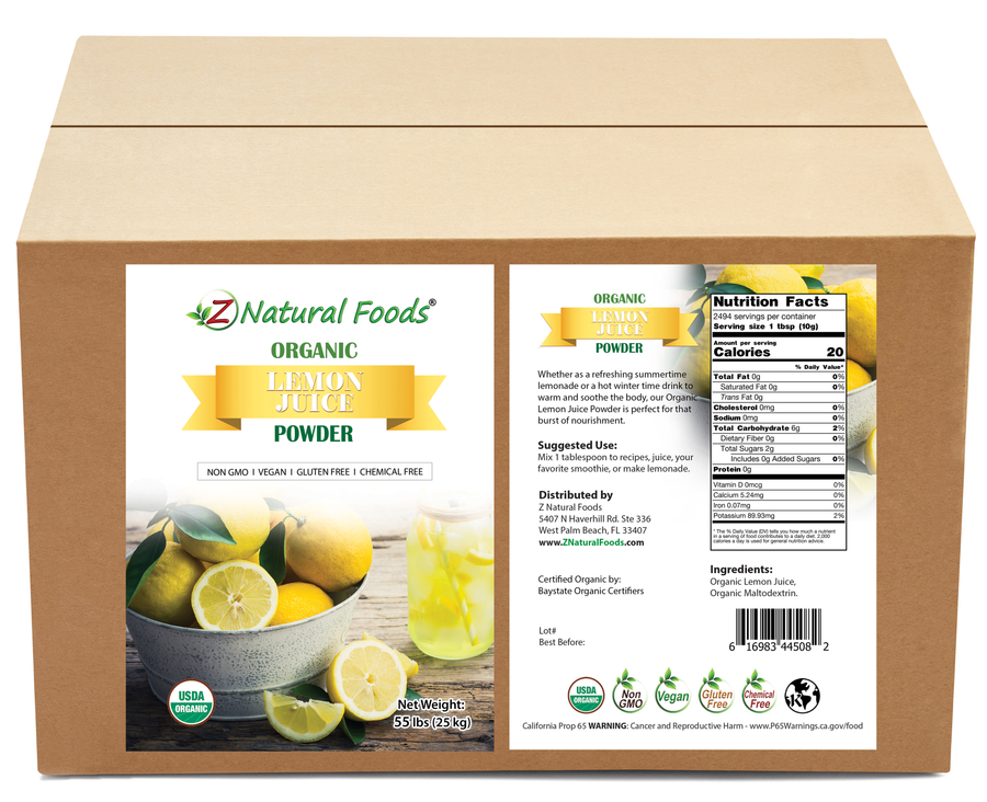 Front and back label image for Lemon Juice Powder - Organic Bulk