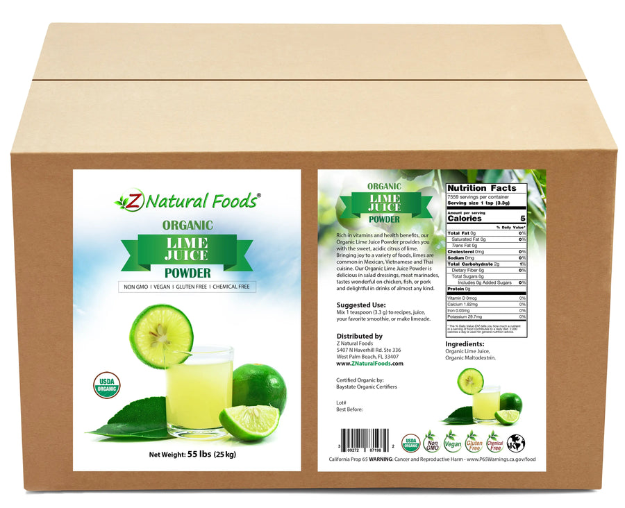 Photo of front and back label image of Lime Juice Powder - Organic in bulk