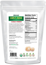 Lion's Mane Mushroom Extract Powder - Organic back of the bag image 1 lb