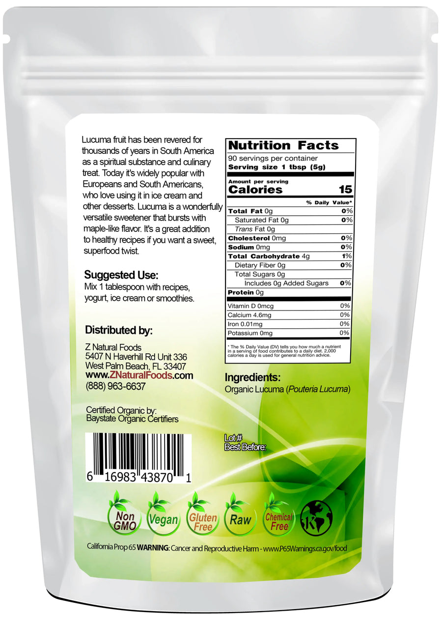 Back of the bag image of Lucuma Powder - Organic 1 lb 