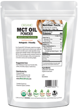 Back of the bag image of MCT Oil Powder - Organic 1 lb