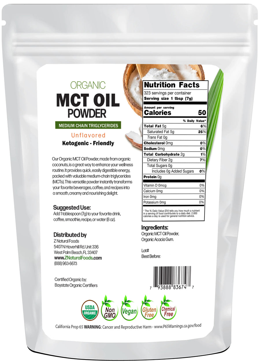 Back of the bag image of MCT Oil Powder - Organic 5 lb
