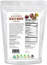 Back of the bag image of Maca Root Gelatinized Powder - Organic 1 lb