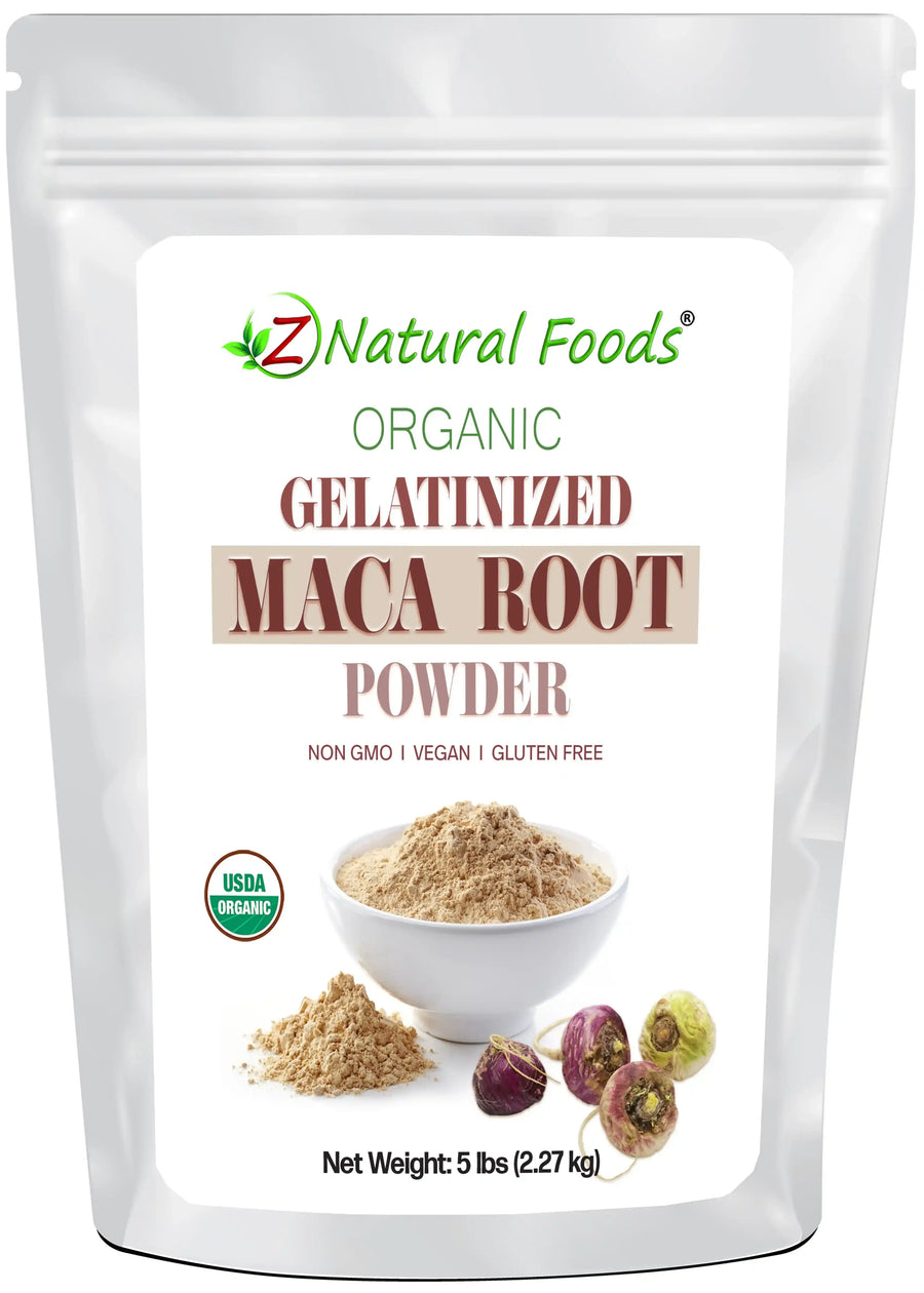 Front of the bag image of Maca Root Gelatinized Powder - Organic 5 lb