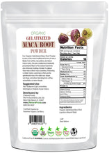 Back of the bag image of Maca Root Gelatinized Powder - Organic 5 lb