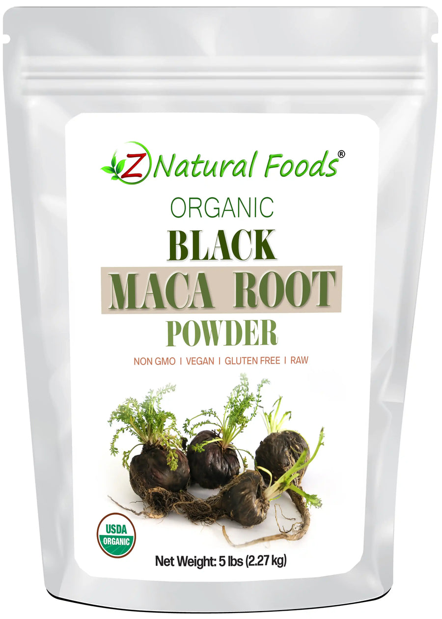 Photo of front of 5 lb bag of Maca Root Powder (Black) - Organic