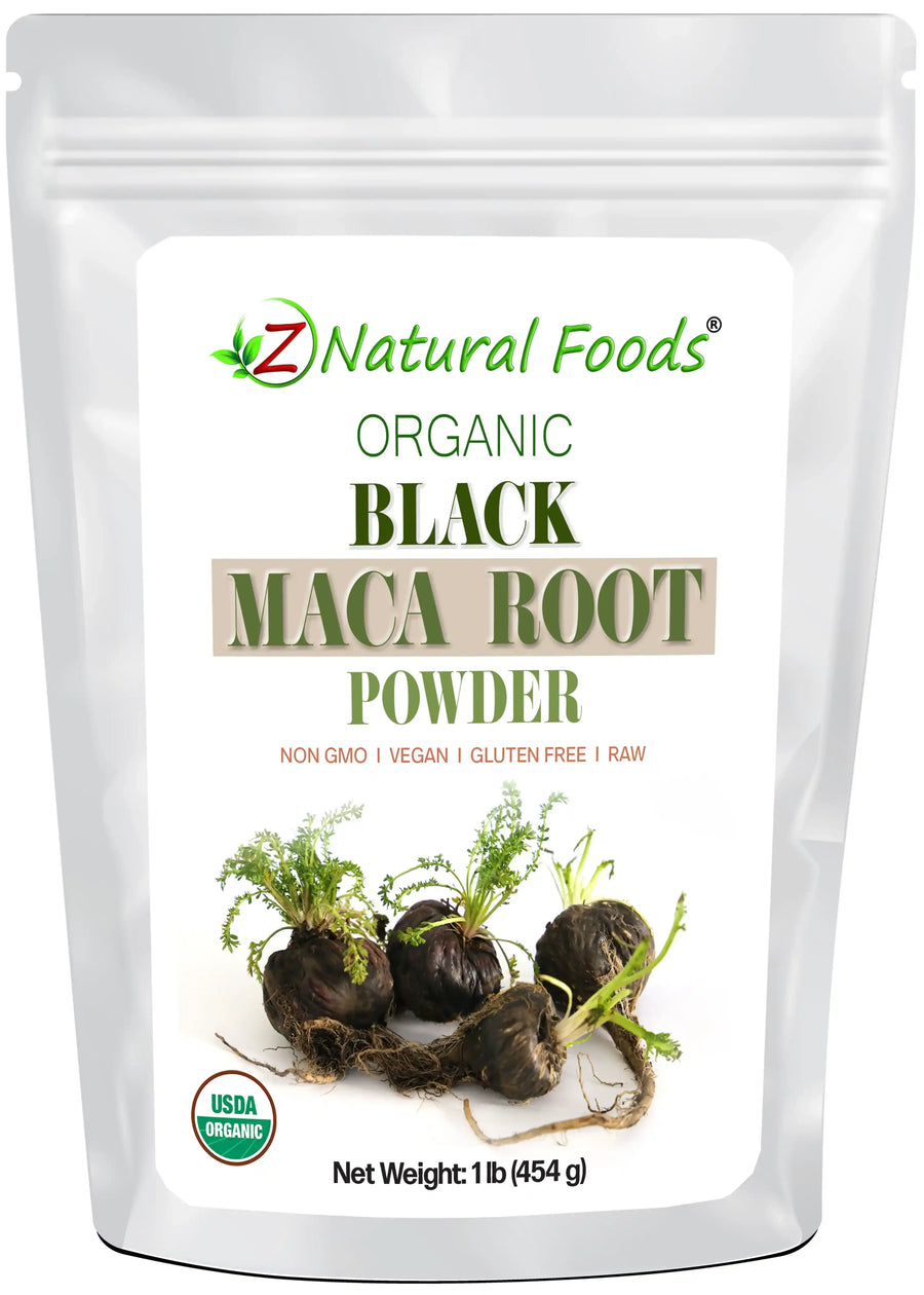Photo of front of 1 lb bag of Maca Root Powder (Black) - Organic