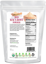 Back of the bag image of Maca Root Powder (Red) - Organic Raw 5 lb