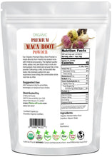 Back of the bag image of Maca Root Premium Powder - Organic 5 lb