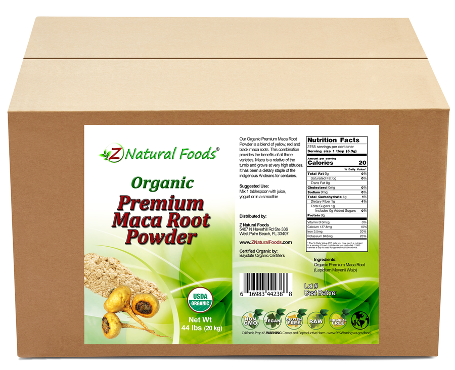 Front and back label image of Maca Root Premium Powder - Organic in bulk