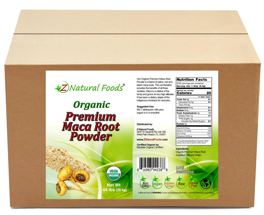 Front and Back label image of Maca Root Premium Powder - Organic in bulk