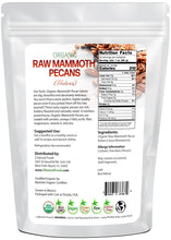 Photo of back of 2 lb bag of Mammoth Pecan Halves - Raw Organic
