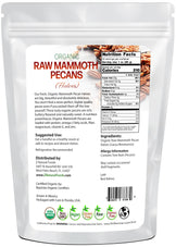 Photo of back of 2 lb bag of Mammoth Pecan Halves - Raw Organic