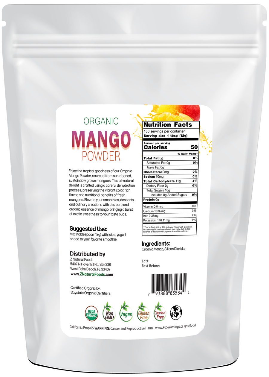 Organic Mango Powder back of the bag image 5 lb