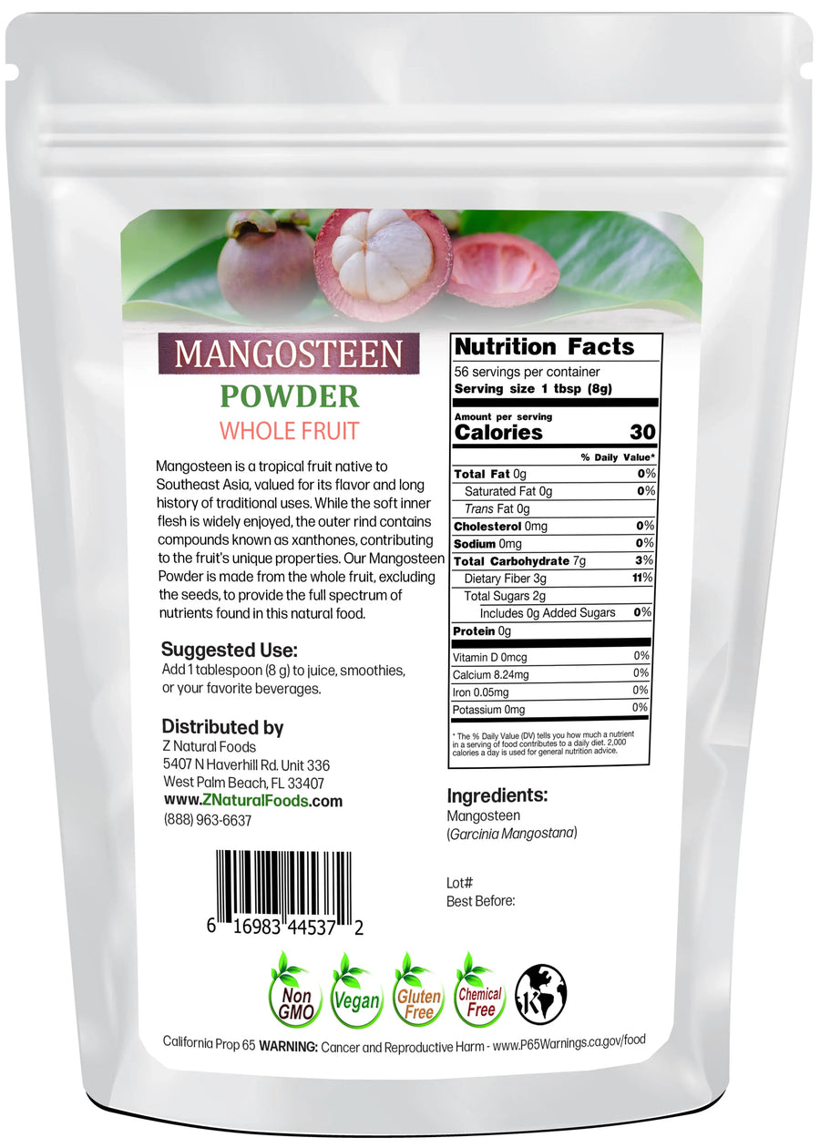 Mangosteen fruit powder back of the bag image 1 lb