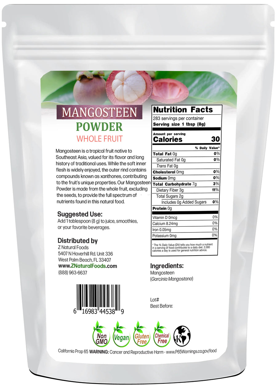 Mangosteen fruit powder back of the bag image 5 lb