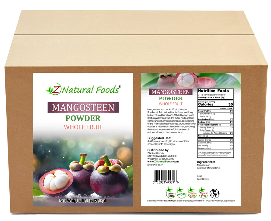 Mangosteen fruit powder front and back label image in bulk