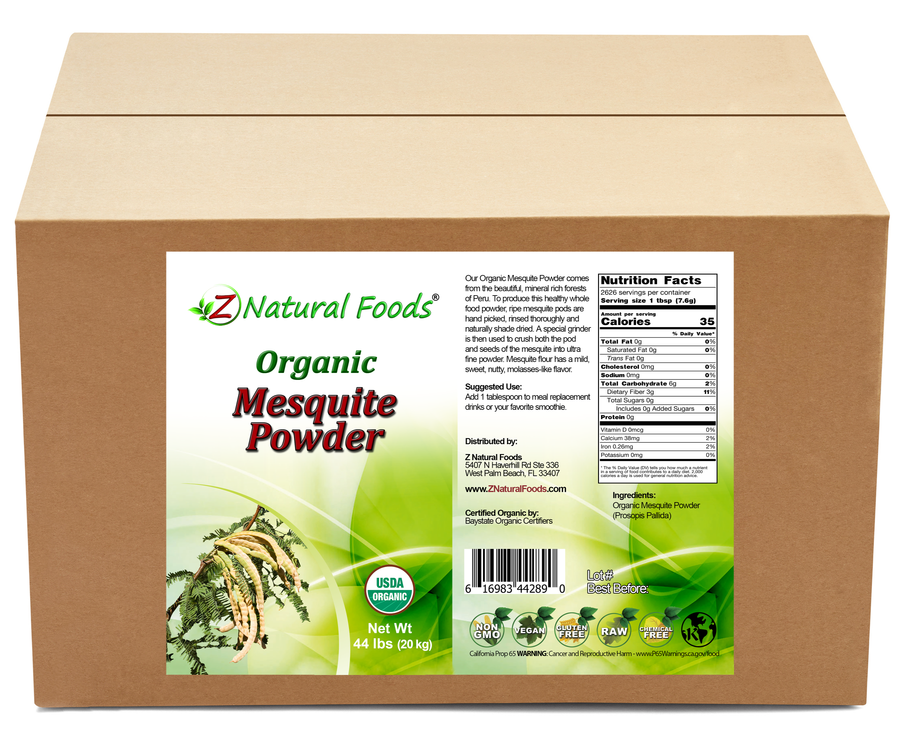 Organic Mesquite Powder front and back label image in bulk