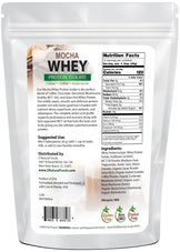 Image of back of 1 lb bag of Mocha Whey Protein Isolate