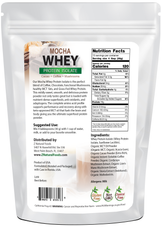 Image of back of 1 lb bag of Mocha Whey Protein Isolate