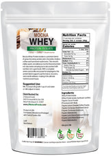 Image of back of 1 lb bag of Mocha Whey Protein Isolate