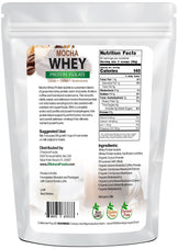 Image of back of 5 lb bag of Mocha Whey Protein Isolate