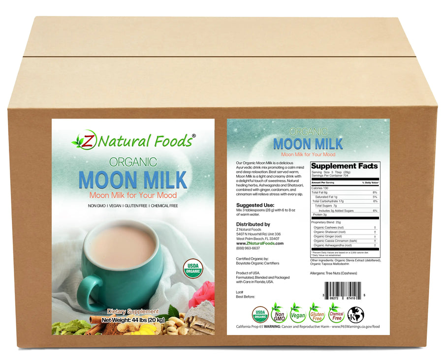 Moon Milk - Organic front and back label image in bulk