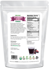 Photo of back of 1 lb bag of Mulberry Juice Powder - Organic Fruit Powders Z Natural Foods 