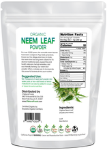 Neem Leaf Powder - Organic back of the bag image 1 lb 