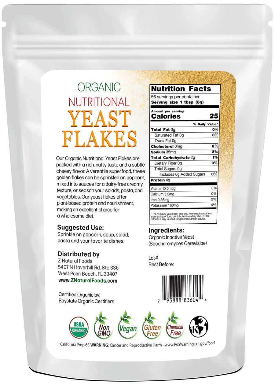 Back of the bag image of Organic Nutritional Yeast Flakes 1 lb