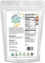 Image of back of 1 lb bag of Oat Milk Powder (Vanilla) - Organic