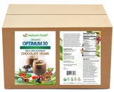 Optimum 30 Chocolate Vegan Meal Replacement - Organic front and back label image in bulk