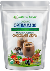 Optimum 30 Chocolate Vegan Meal Replacement - Organic front of the bag image 1 lb 