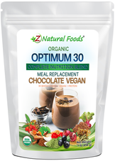 Optimum 30 Chocolate Vegan Meal Replacement - Organic front of the bag image 1 lb