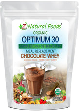 Optimum 30 Chocolate Whey Meal Replacement - Organic 2.5 lb front of the bag image