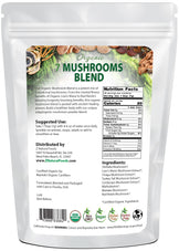 Photo of back of 7 oz bag of Organic 7 Mushrooms Blend