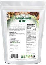 Photo of back of 1 lb bag of Organic 7 Mushrooms Blend