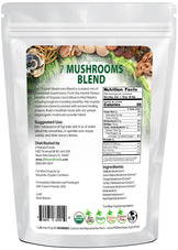 Photo of back of 5 lb bag of Organic 7 Mushrooms Blend