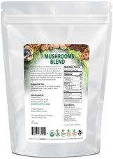 Photo of back of 5 lb bag of Organic 7 Mushrooms Blend