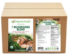 Photo of front and back label image of Organic 7 Mushrooms Blend in bulk